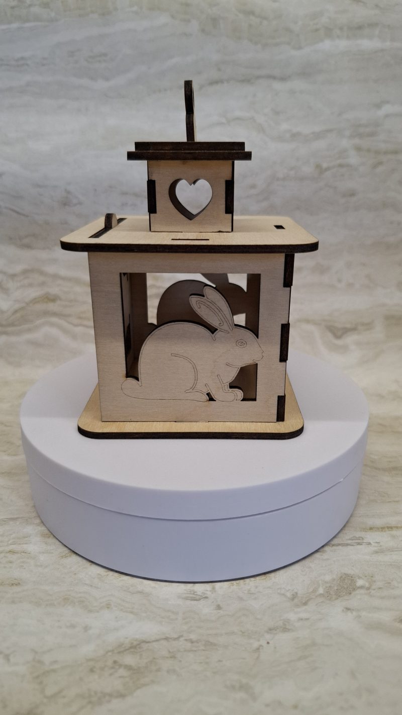 Personalised Rabbit Wooden Memorial Lantern – Engraved Pet Bereavement Keepsake