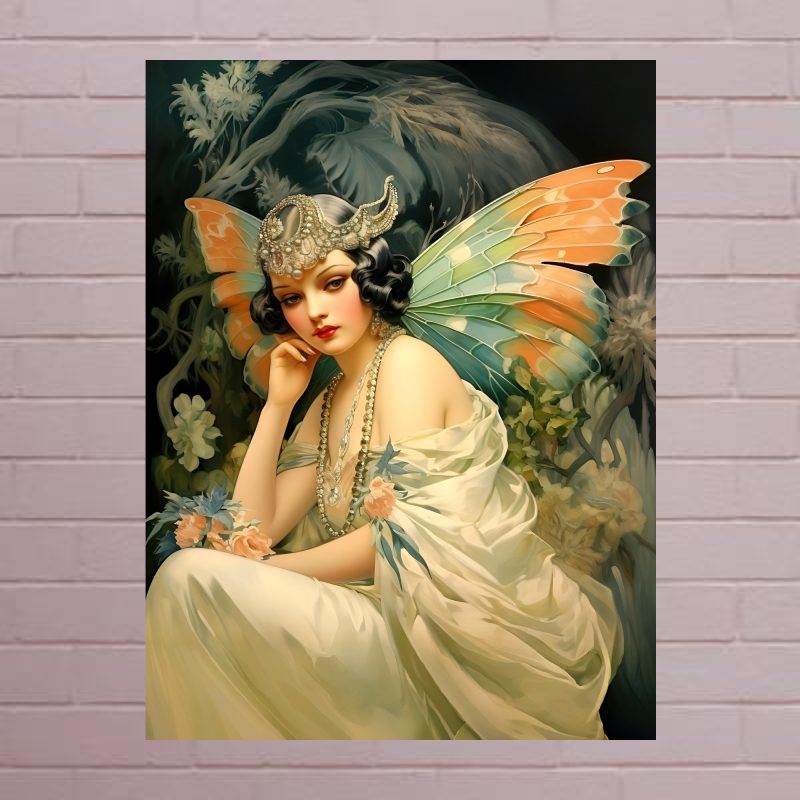 Butterfly Goddesses Print Set Aztec Mythology Art Canvas Print: A4/A3 1920’s Print Style: #2