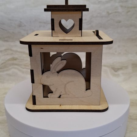 Personalised Rabbit Wooden Memorial Lantern – Engraved Pet Bereavement Keepsake