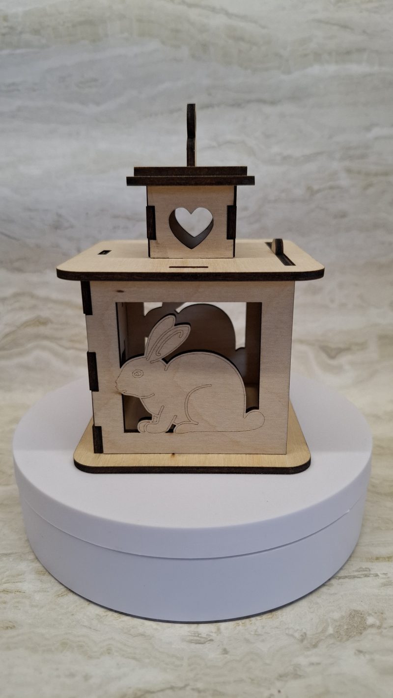 Personalised Rabbit Wooden Memorial Lantern – Engraved Pet Bereavement Keepsake