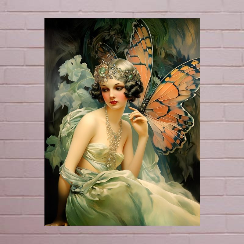 Butterfly Goddesses Print Set Aztec Mythology Art Canvas Print: A4/A3 1920’s Print Style: #1
