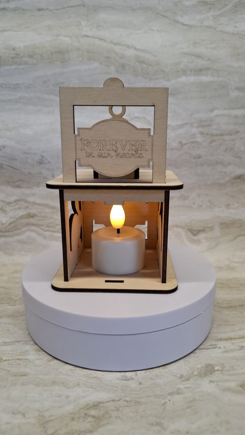 Personalised Rabbit Wooden Memorial Lantern – Engraved Pet Bereavement Keepsake