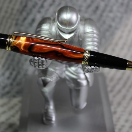 Sierra ballpoint pen made from orange and black acrylic