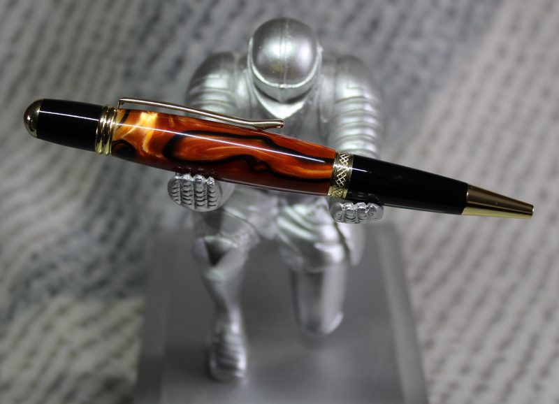 Sierra ballpoint pen made from orange and black acrylic