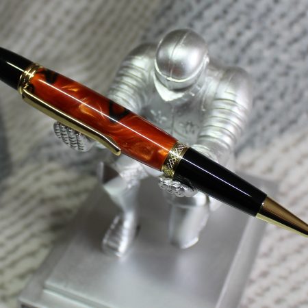 Sierra ballpoint pen made from orange and black acrylic
