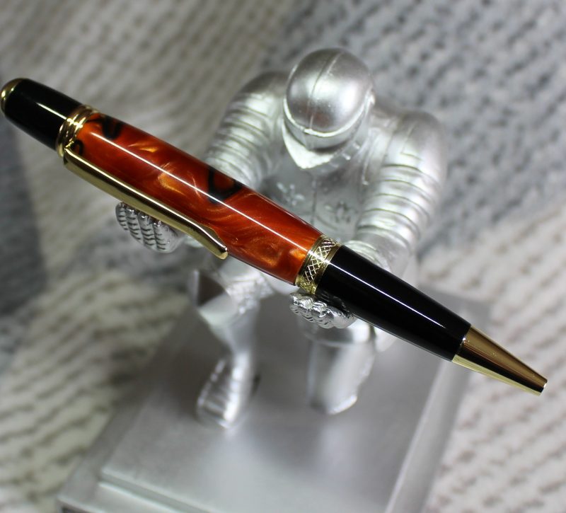 Sierra ballpoint pen made from orange and black acrylic