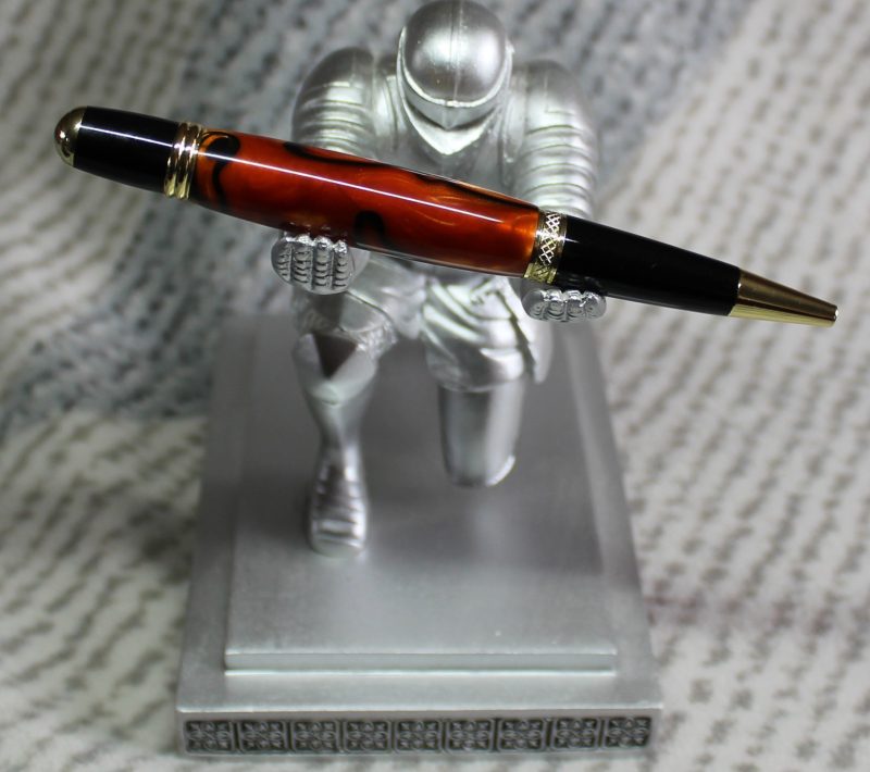 Sierra ballpoint pen made from orange and black acrylic