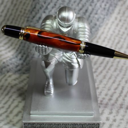 Sierra ballpoint pen made from orange and black acrylic