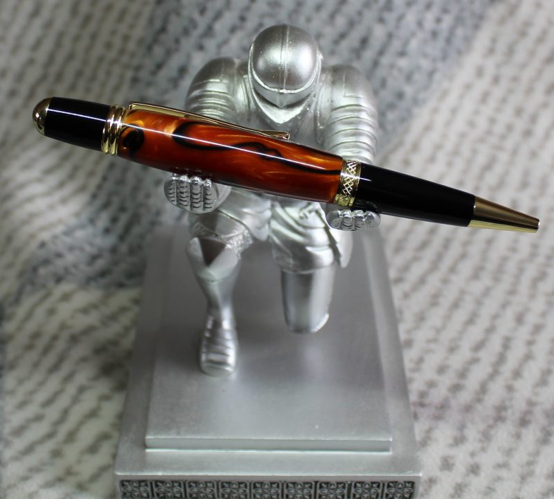Sierra ballpoint pen made from orange and black acrylic