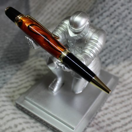 Sierra ballpoint pen made from orange and black acrylic