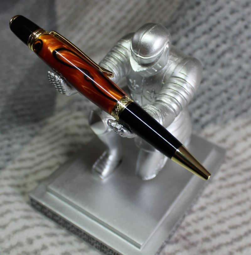 Sierra ballpoint pen made from orange and black acrylic