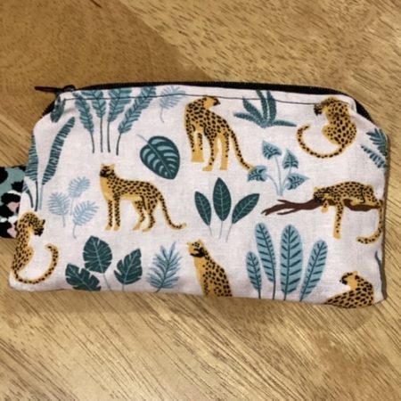 Small Cute Leopard Themed Fabric Padded Lined Zipped Coin/Card Purse