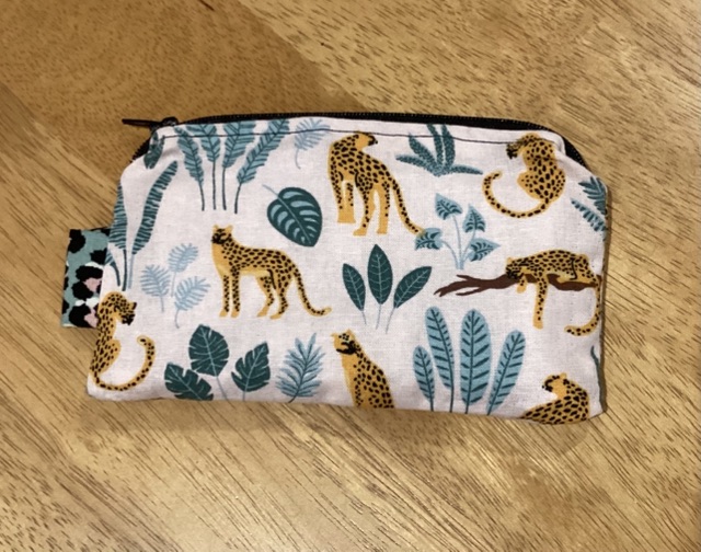 Small Cute Leopard Themed Fabric Padded Lined Zipped Coin/Card Purse