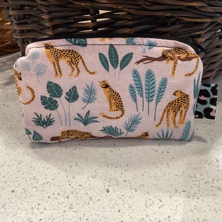 Small Cute Leopard Themed Fabric Padded Lined Zipped Coin/Card Purse