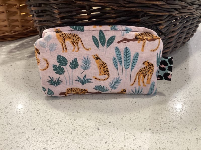 Small Cute Leopard Themed Fabric Padded Lined Zipped Coin/Card Purse