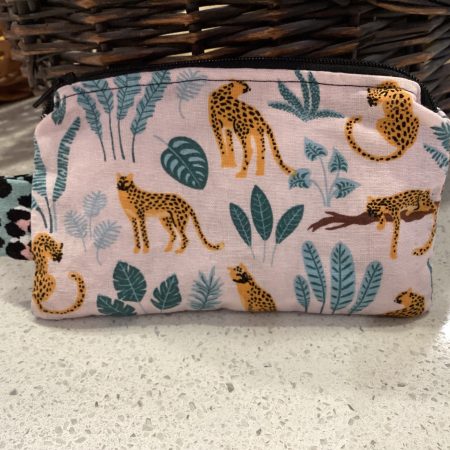 Small Cute Leopard Themed Fabric Padded Lined Zipped Coin/Card Purse