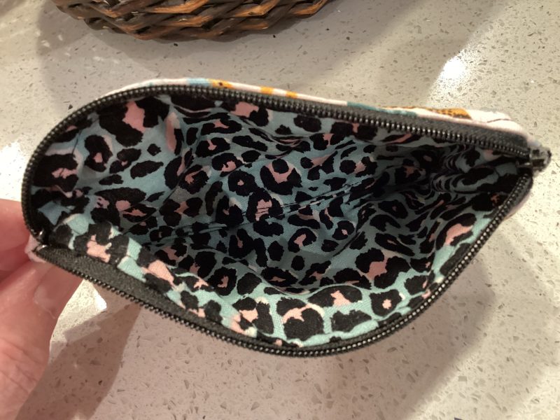 Small Cute Leopard Themed Fabric Padded Lined Zipped Coin/Card Purse