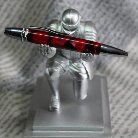 Premier twist ballpoint pen made from red and black acrylic