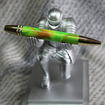Premier twist ballpoint pen made from green coloured acrylic