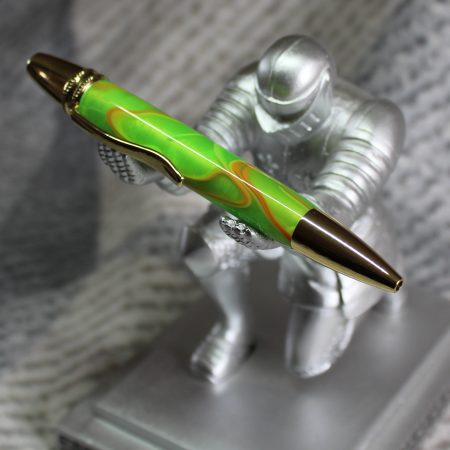 Premier twist ballpoint pen made from green coloured acrylic