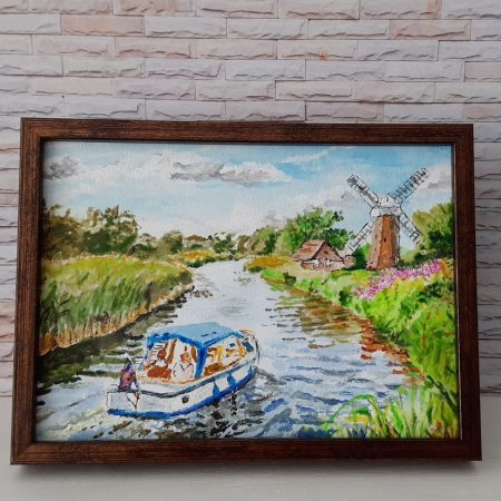 Original framed Norfolk broads artwork