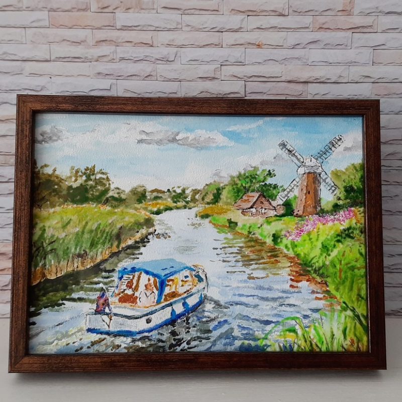 Original framed Norfolk broads artwork