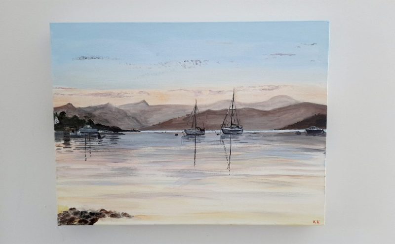 Original painting-Sunset Loch canvas