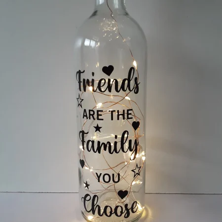 Friendship Light Up Wine Bottle: "Friends are Family" LED Gift
