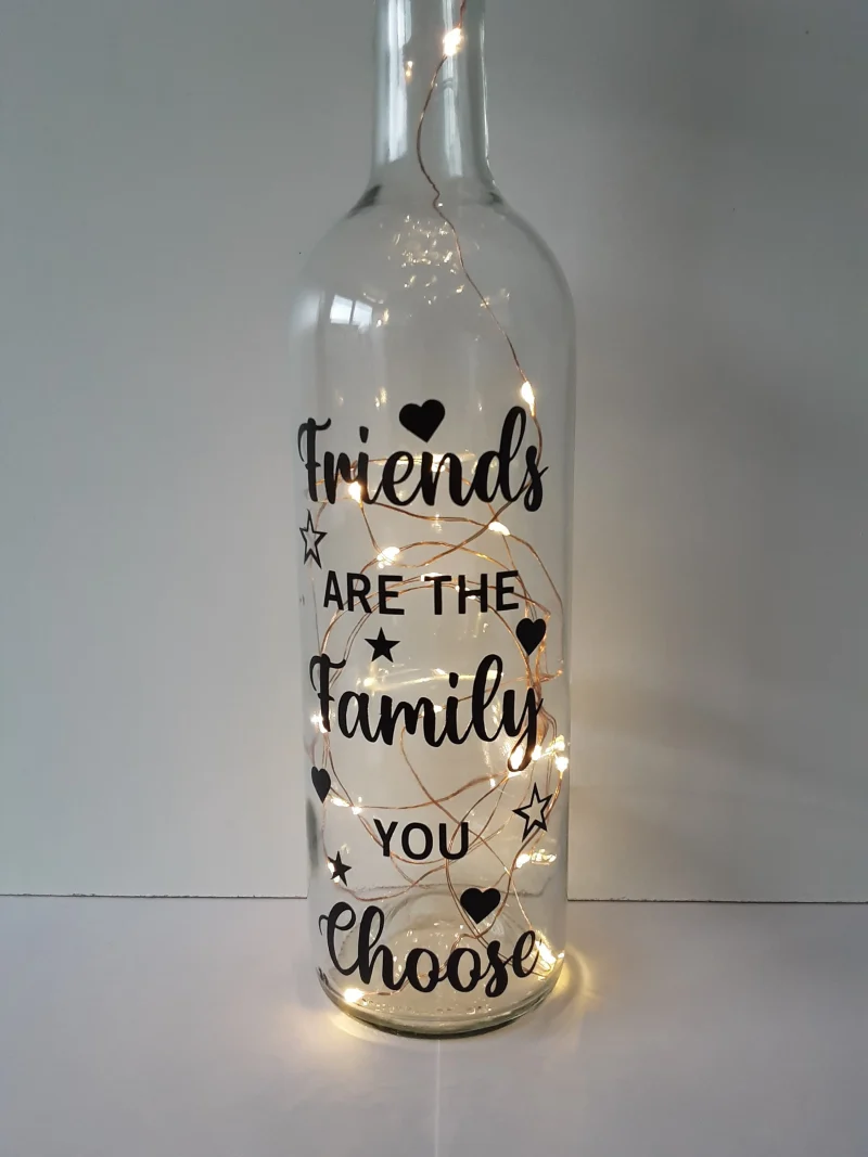 Friendship Light Up Wine Bottle: "Friends are Family" LED Gift