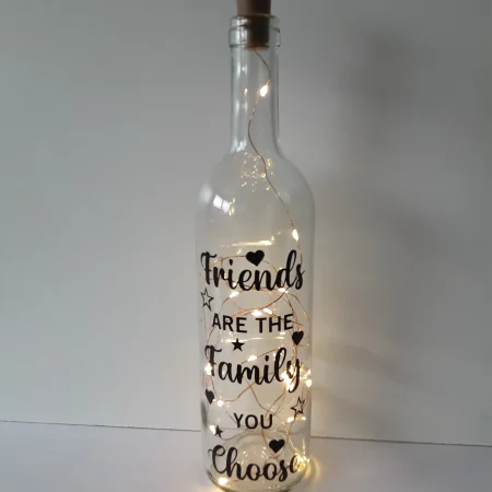 Friendship Light Up Wine Bottle: "Friends are Family" LED Gift