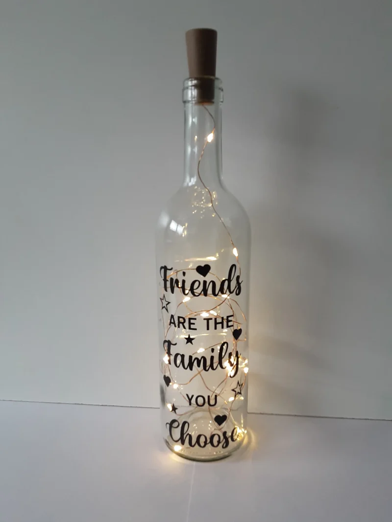 Friendship Light Up Wine Bottle: "Friends are Family" LED Gift