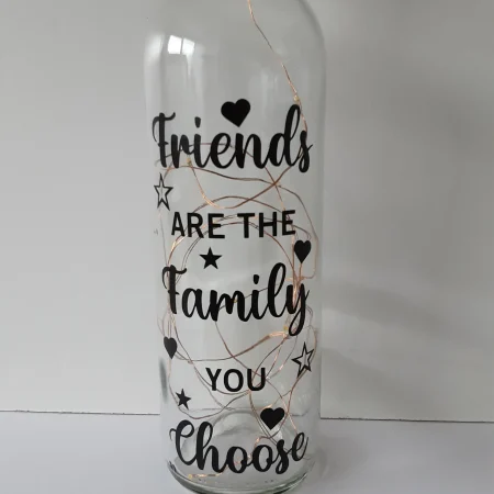 Friendship Light Up Wine Bottle: "Friends are Family" LED Gift