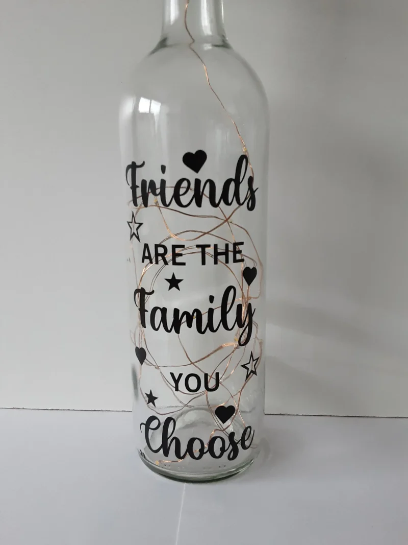 Friendship Light Up Wine Bottle: "Friends are Family" LED Gift