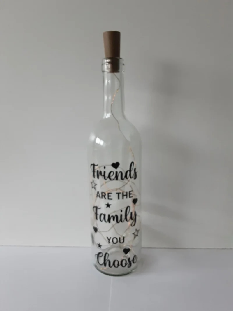 Friendship Light Up Wine Bottle: "Friends are Family" LED Gift