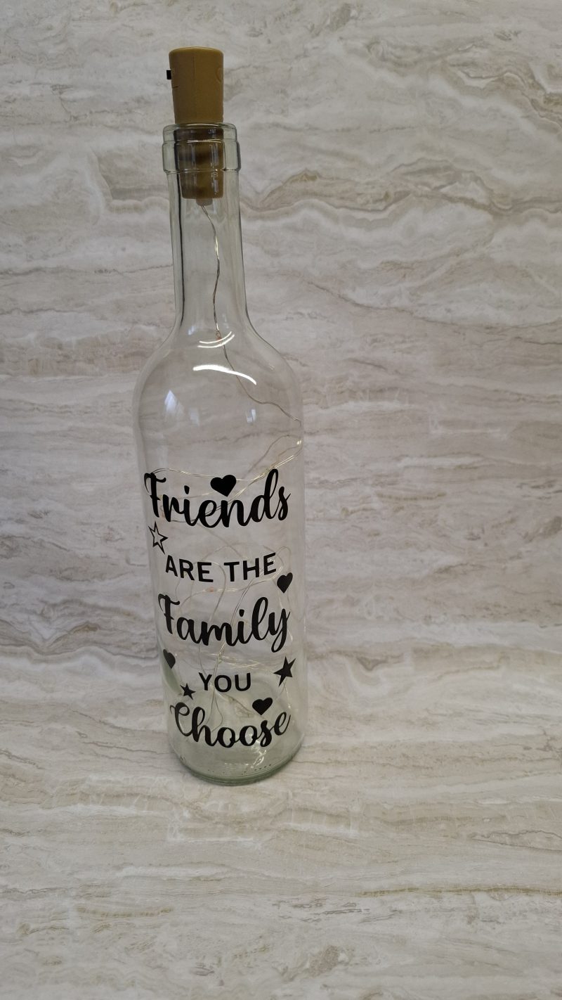 Friendship Light Up Wine Bottle: "Friends are Family" LED Gift