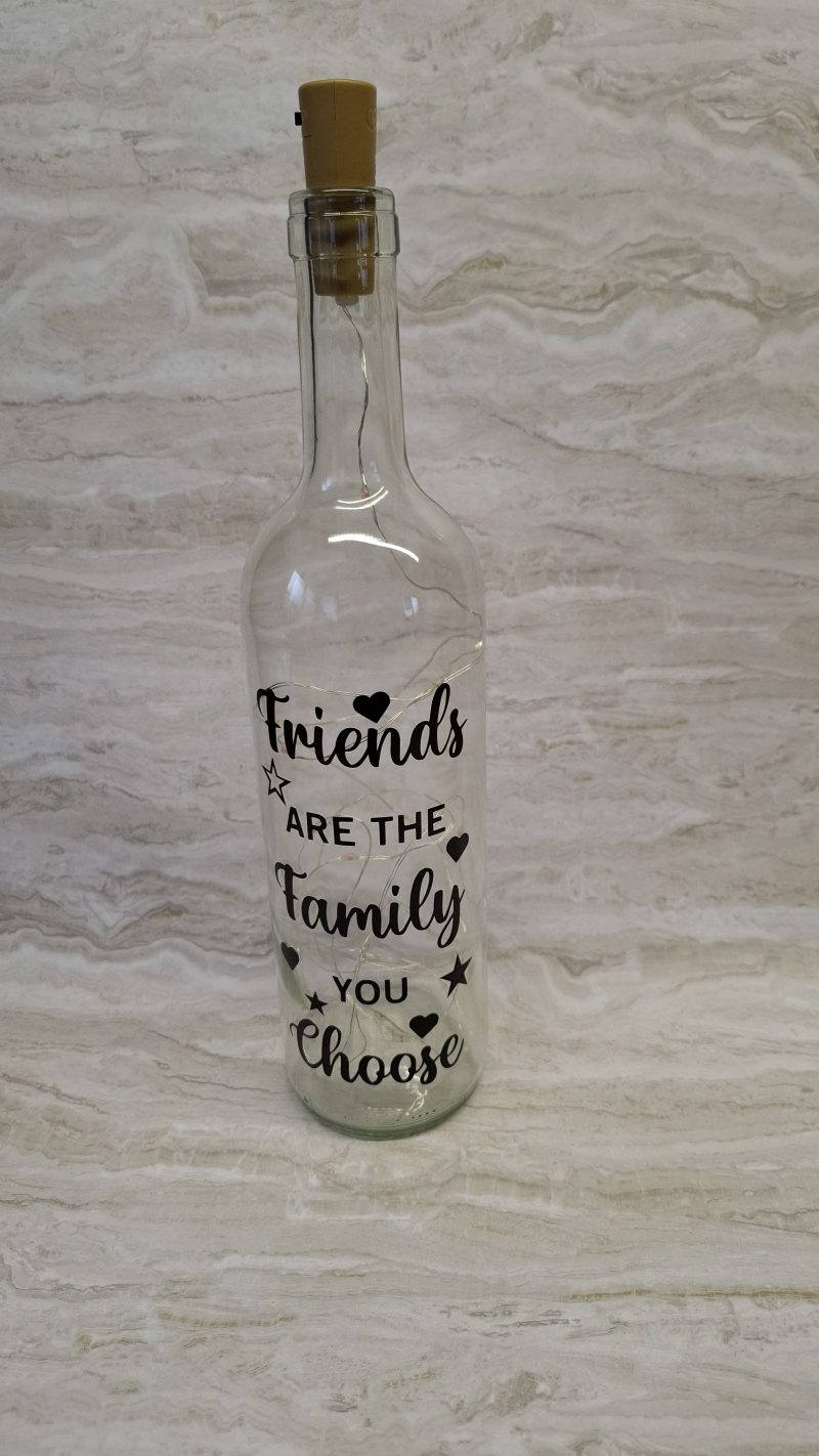 Friendship Light Up Wine Bottle: "Friends are Family" LED Gift