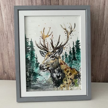 Framed forest Stag Acrylic painting - Nature inspired Wall art