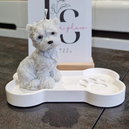 Soy wax Candle dog on plaster tray