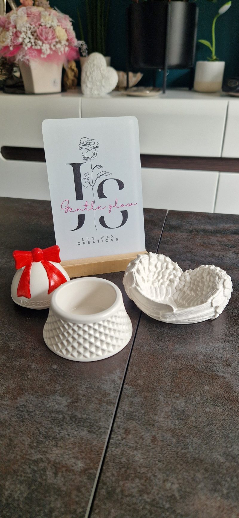 Candle holder and wings. Home decoration varnish Handmade beutyfull gift set for any occasion