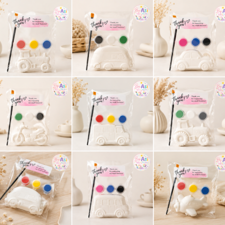Paint Your Own Plaster Figurine Kit Set | Kids DIY Painting Activity | Vehicle Craft Bundle | Party Favors