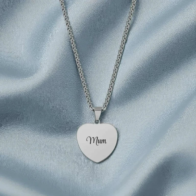 Handmade Solid Silver Heart Necklace with Personalised Pendant