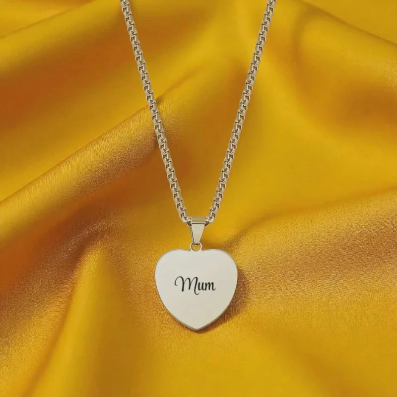 Handmade Solid Silver Heart Necklace with Personalised Pendant