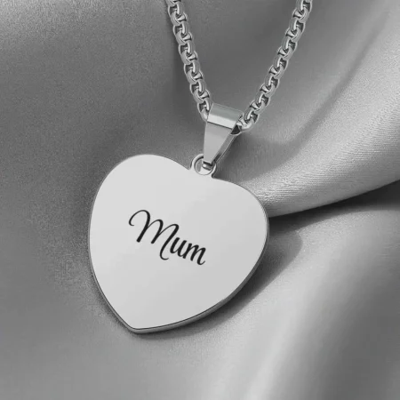 Handmade Solid Silver Heart Necklace with Personalised Pendant