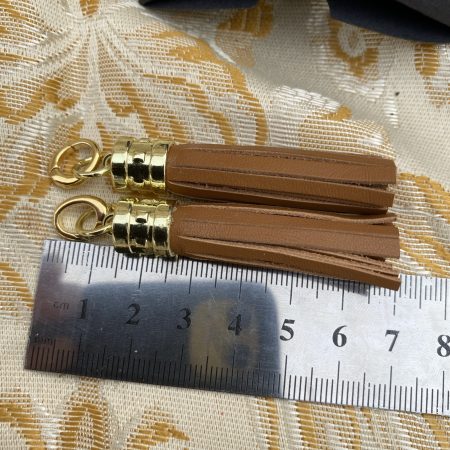 Boot charm/tassel brown italian leather with gold topper