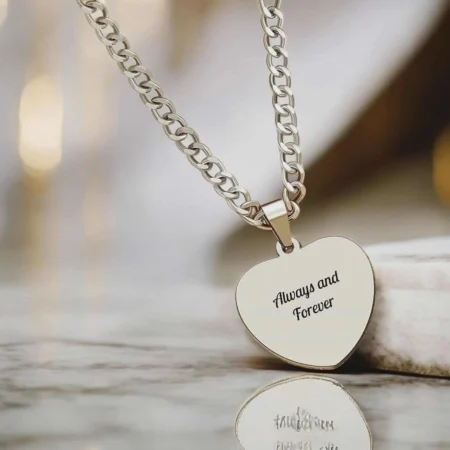 Personalised Handmade Silver Heart Necklace with Engraving