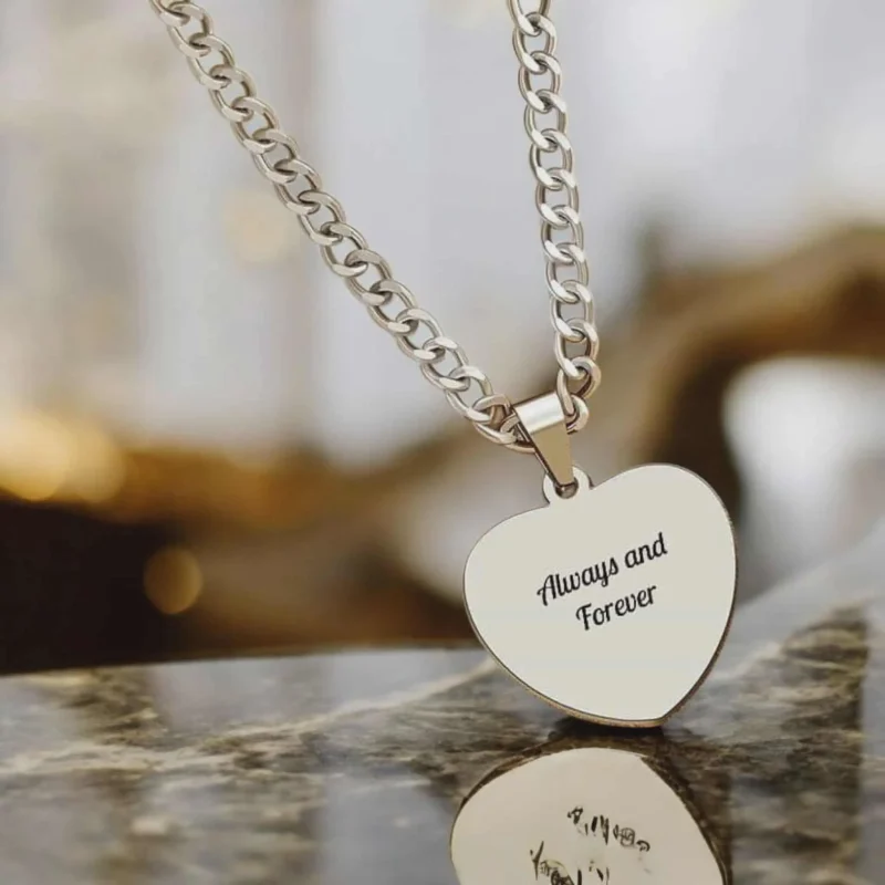 Personalised Handmade Silver Heart Necklace with Engraving