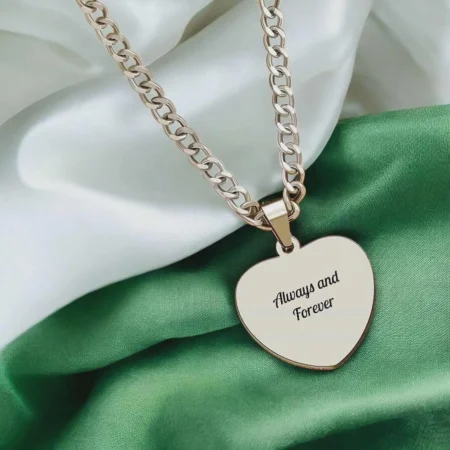 Personalised Handmade Silver Heart Necklace with Engraving