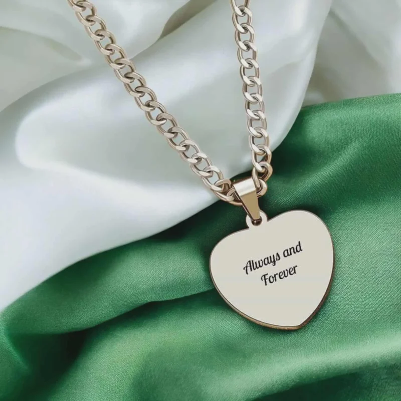 Personalised Handmade Silver Heart Necklace with Engraving
