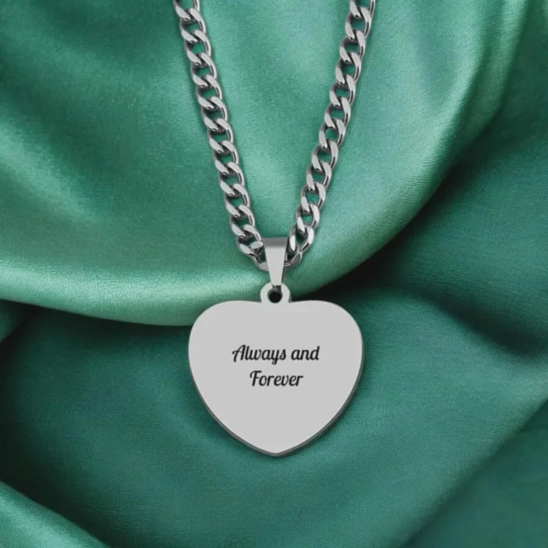 Personalised Handmade Silver Heart Necklace with Engraving