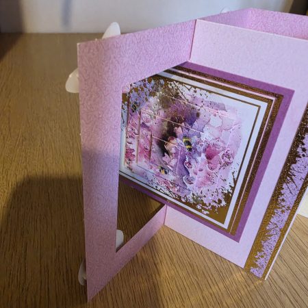 Handmade pink, lilac & gold floral Card with Butterflies